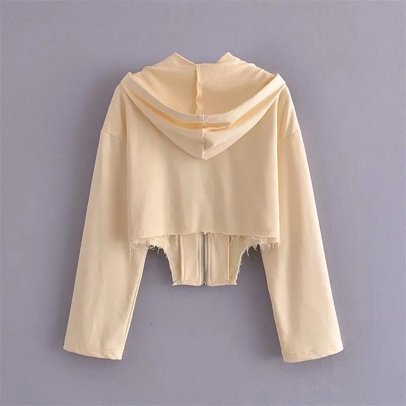 

2021 New ZA Spring Autumn Asymmetry Women's Hoodies Loose Sweatshirt Oversize Zipper Hooded Sweatshirts Female Clothing