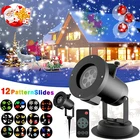 Лазерный прожектор с 12 узорами, Рождественские огни, светодиодный сценический прожектор, подвижные снежинки для дискотеки, Рождественский Декор