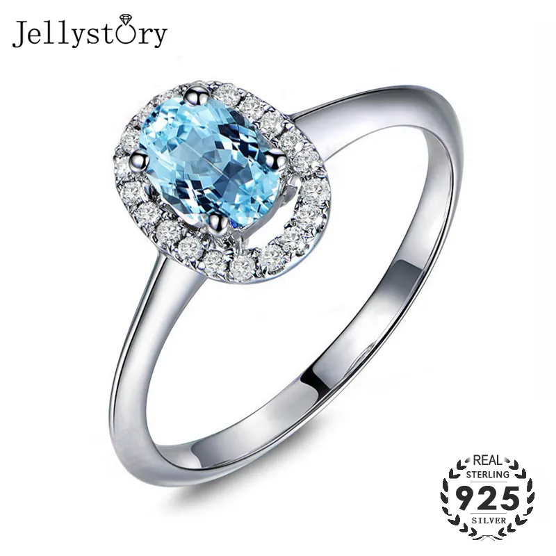 Jellystory шармы кольца с 1 25 карат овальной формы Природный Топаз драгоценный камень