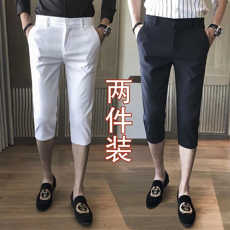 Капри мужские облегающие повседневные универсальные брюки в Корейском стиле