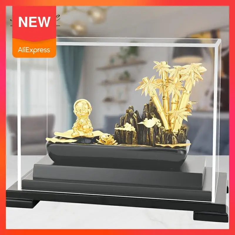 

Asklove Gold Foil Ornaments buddha statue monk Pingan Bamboo Monk Figurine Crafts Decorative home decoration buddha figurines