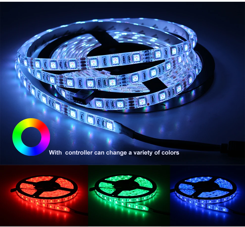 5 м Светодиодная лента 5050 RGB/RGBW/RGBWW гибкий диодный светильник для украшения дома+ 2,4G сенсорный пульт дистанционного управления+ 12V источник питания