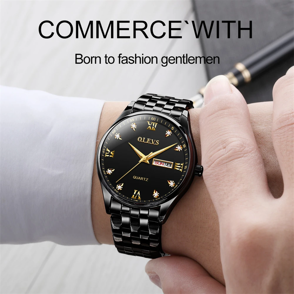 

Classic men watch top brand stainless steel band luxury business watches quartz movement for rolexable wristwatch
