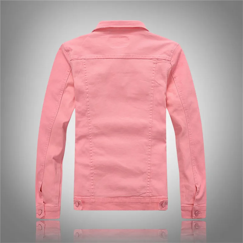 KIMSERE мужской Slim Fit розовые джинсовые куртки верхняя одежда модная повседневные