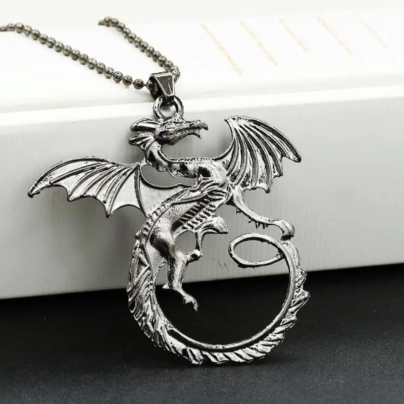 Новая мода Серебряный Кулон Дракон Ожерелье чокер серебряная металлическая цепь