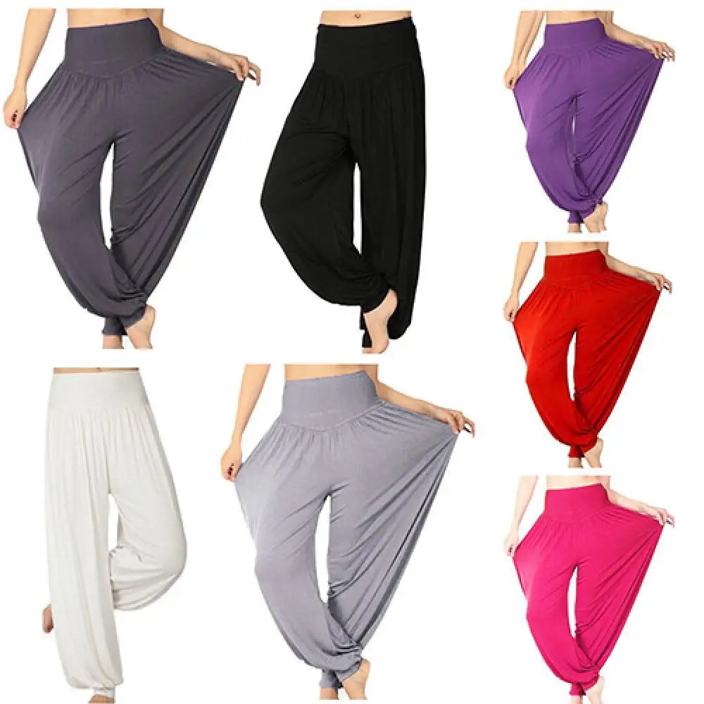 

Женские удобные шаровары для йоги, свободные длинные брюки для танца живота, спортивные широкие брюки в стиле бохо