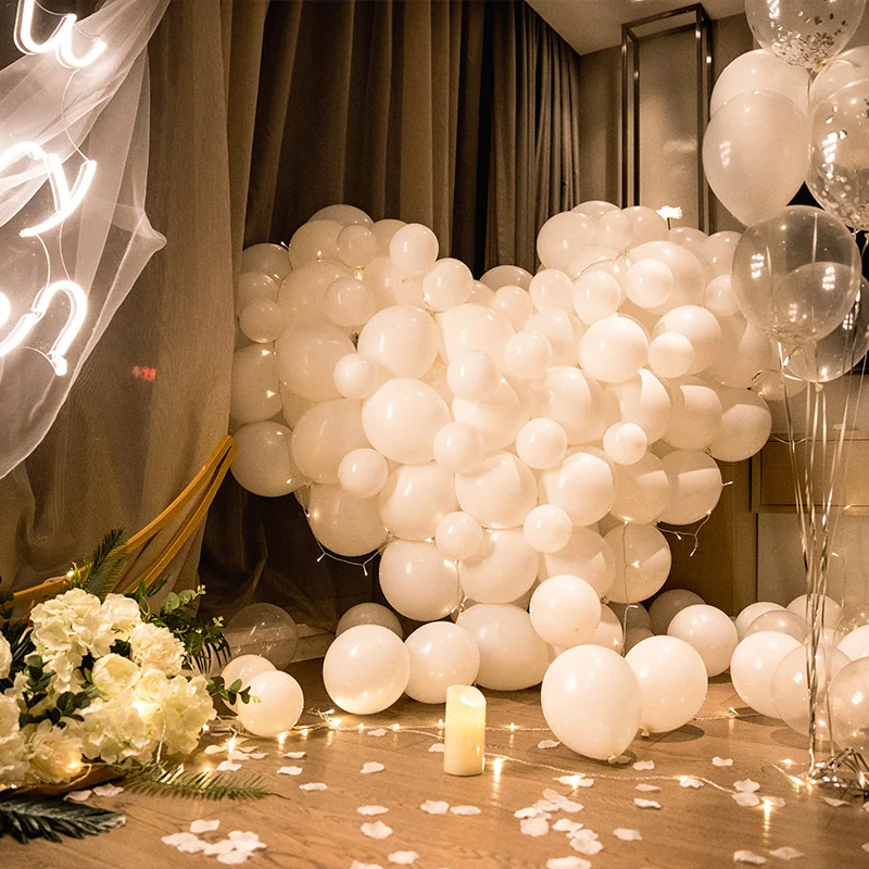 

White balloons Wedding Supplies 5/10/12/18 inch latex balloon Arch Kids Adult Birthday Decoration Round Air balloon globos