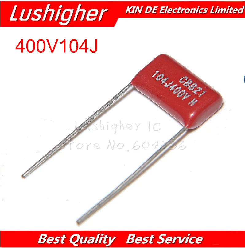 10 шт. 400V104J CBB шаг мм 0 1 мкФ 100NF 400V 104J 104 полипропиленовый пленочный