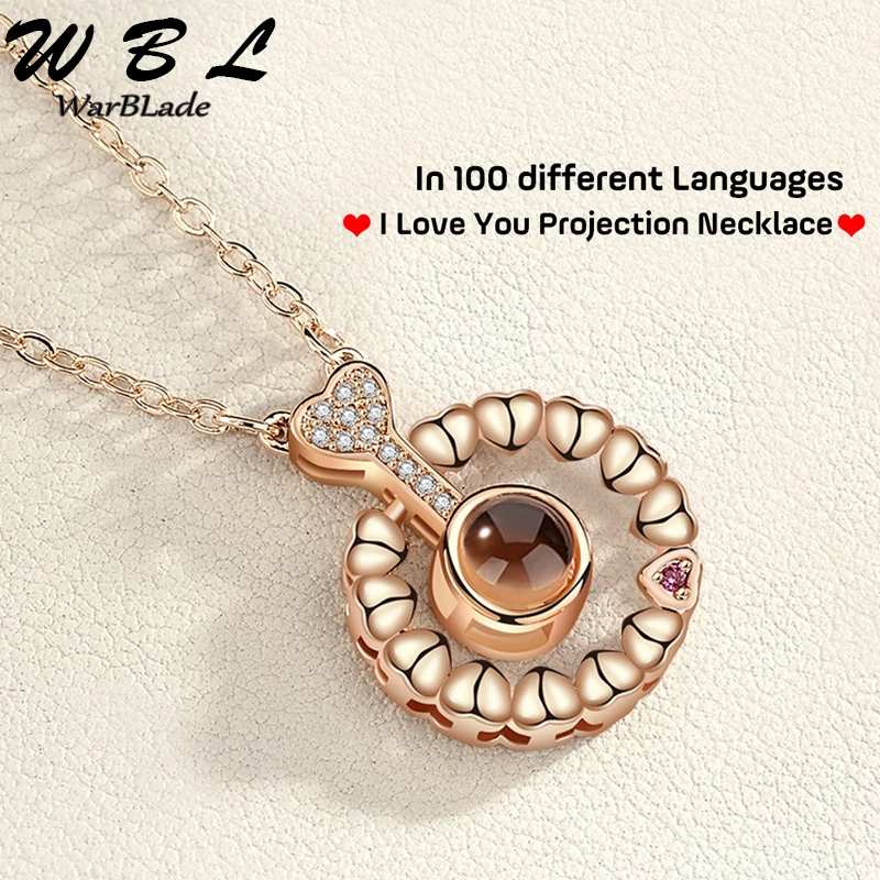 Новое ожерелье с подвеской проектором в форме сердца золотого и серебряного