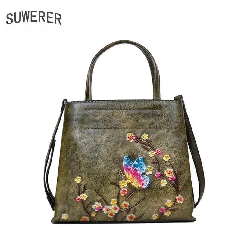 

Women Genuine Leather bag 2020 new hand-painted leather shoulder messenger bag Handbag retro coloring bag
