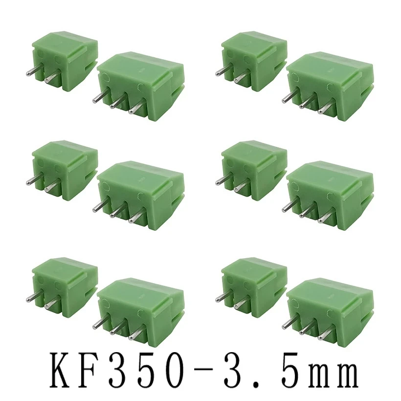 KF350 300V 10A 3.5mm Pitch 2 Pin 3 Spliceable Plug-in PCB Screw Terminal Block KF350-3.5-2P-3P Connector for 24-18 AWG Cable - купить по
