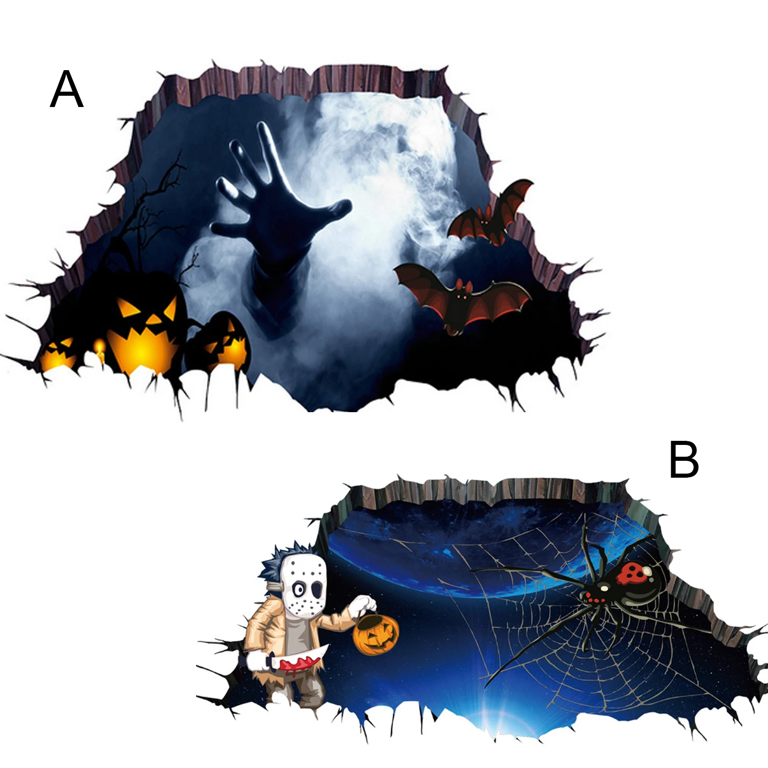 Behogar страшный Ужас Реалистичные 3D наклейки на стену для тематическая вечеринка