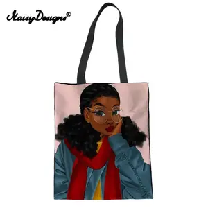 Многоразовая Женская тканевая сумка для покупок с 3D-принтом в стиле афро, складные сумки для хранения продуктов, большие повседневные сумки, Прямая поставка