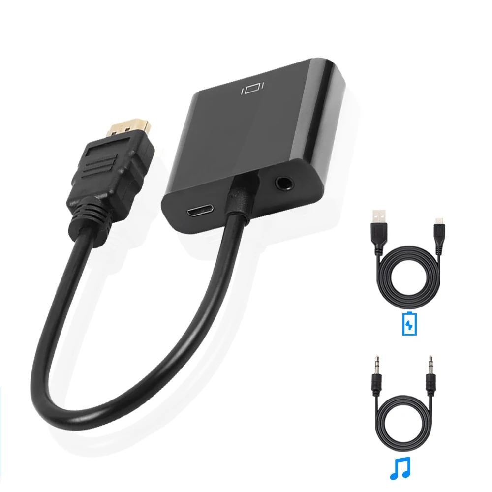 Audio Power Supply HDMI к VGA адаптер Мужской к Famale конвертер для PS4 1080P HDMI-VGA адаптер с видео аудио кабель Разъем HDMI VGA для ПК ТВ коробка - Цвет: Audio Power Supply
