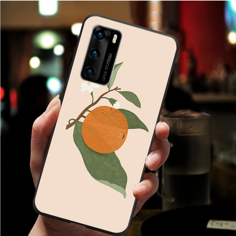 orange black soft Phone Case for huawei P40 P30 P20 P10 Pro lite P9 Lite nova 4E 6SE Psmart 2019 Y6 9 Prime | Мобильные телефоны и