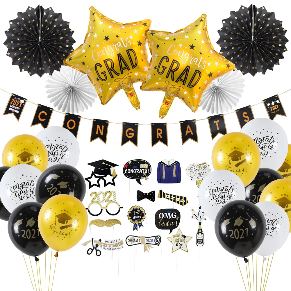 2021 Выпускной вечерние украшения поздравления град баннер воздушные шары фон