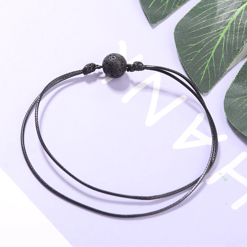 Трендовые черные кожаные браслеты с подвеской из лавы для женщин и мужчин