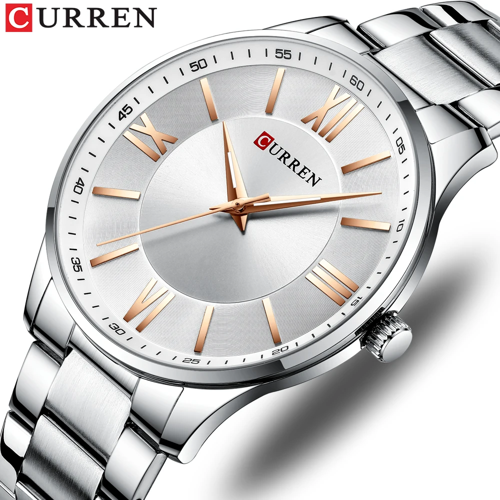 Feminino e Masculino Relógio de Pulso Marca de Luxo à Prova Pulseira de Aço Relógio de Quartzo Curren Relógio Dunisex Água Unisex Ultra Fino Masculino Casual