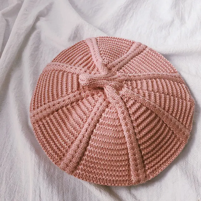 Pink Модные вязаные береты на осень и зиму, шапки для детей, детская шапка, вязаная шапка для маленьких мальчиков и девочек, s S9835 - Цвет: Pink