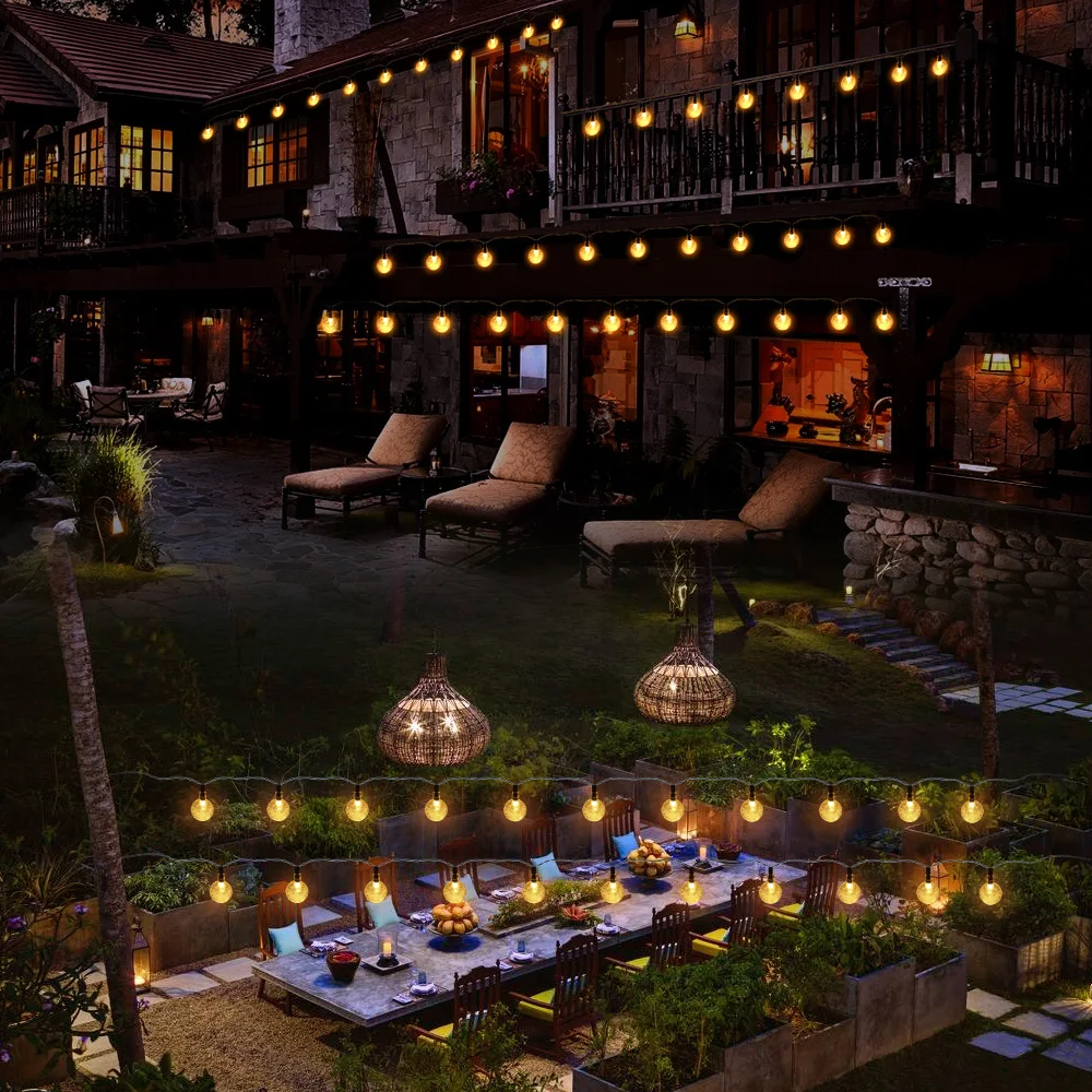 

Outdoor LED Solar Crystal Ball String Lights Waterproof Flash Fairy Garland For Patio Yard Garden Christmas Decoration etc