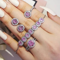 4pcs pack valentines day real 925 sterling silver jewelry engagement wedding bridal forlove for brides ring african j6389 pink