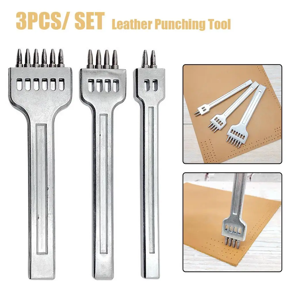 

Leather Prong Punching Tools DIY Hole Punches Diamond Lacing Stitching Chisel Set Leather Craft Kits