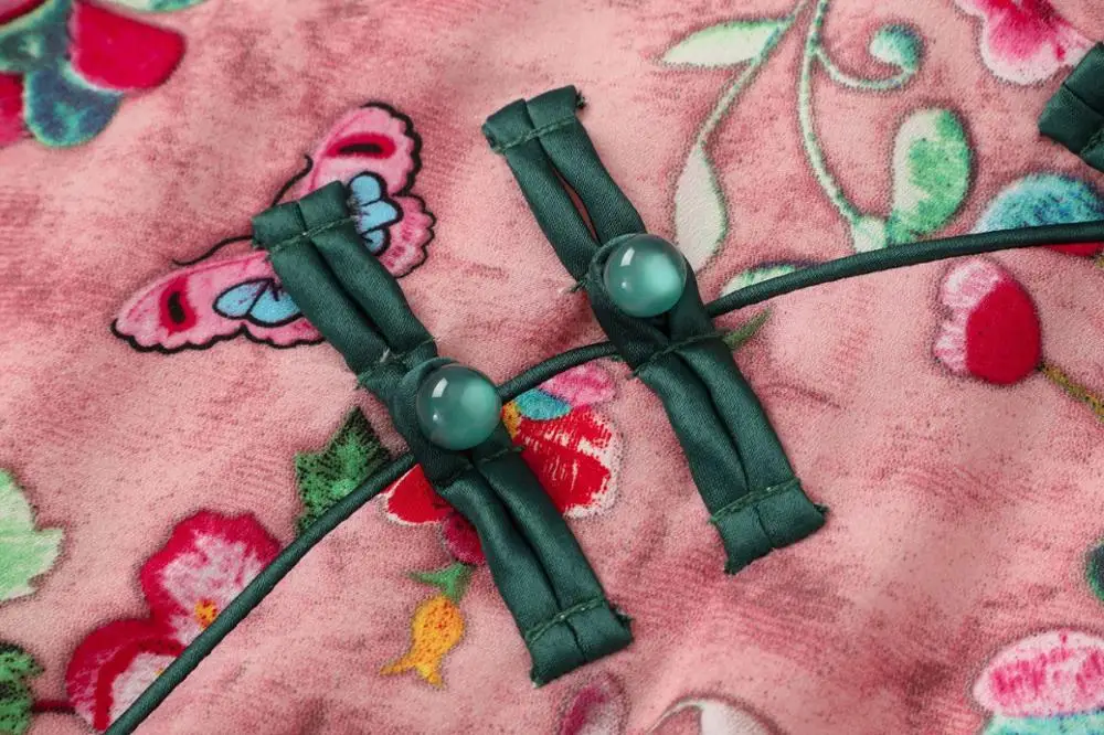 Женское платье с розовым цветочным принтом вьетнамское шифоновое qipao|ao dai|vietnam