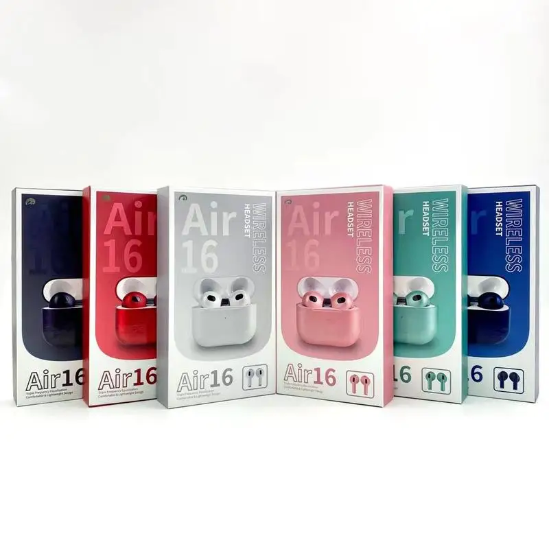 

Air16 Новая беспроводная Bluetooth-гарнитура Top с металлическими макаронами, подходит для наушников Apple и Huawei