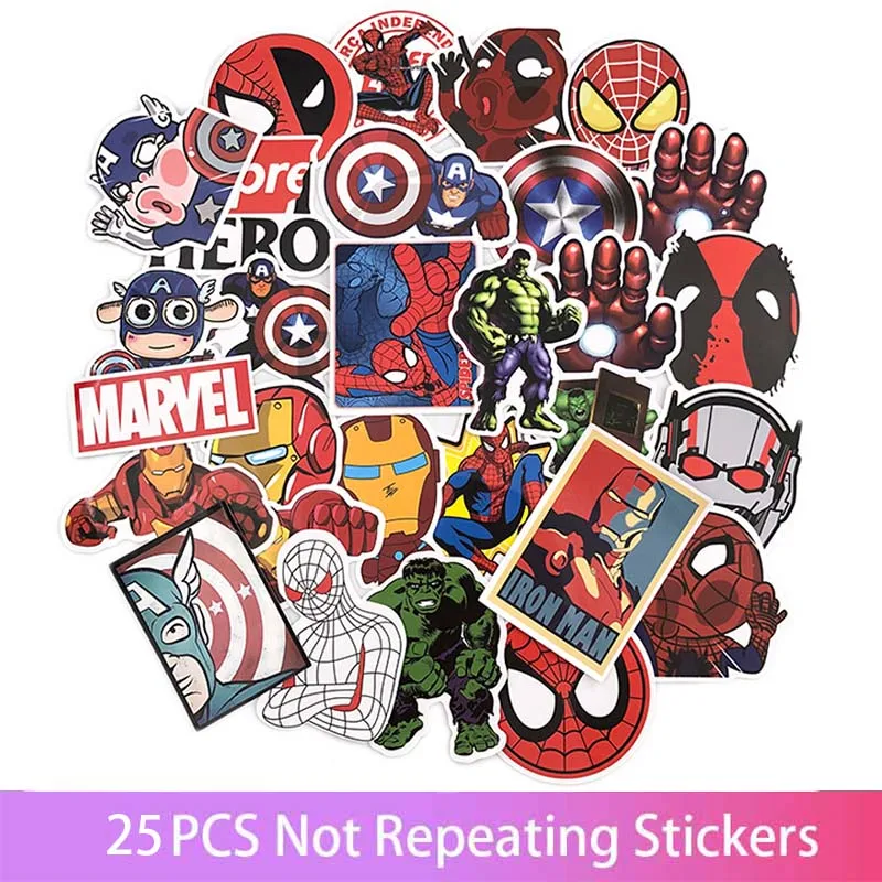 25PCS TZ-2 50 шт. милые водонепроницаемые наклейки s для MARVEL стикеры в стиле граффити для скейтборда багажа ноутбука блокнот "Гитара" автомобиль наклейка - Цвет: 25PCS TZ-2