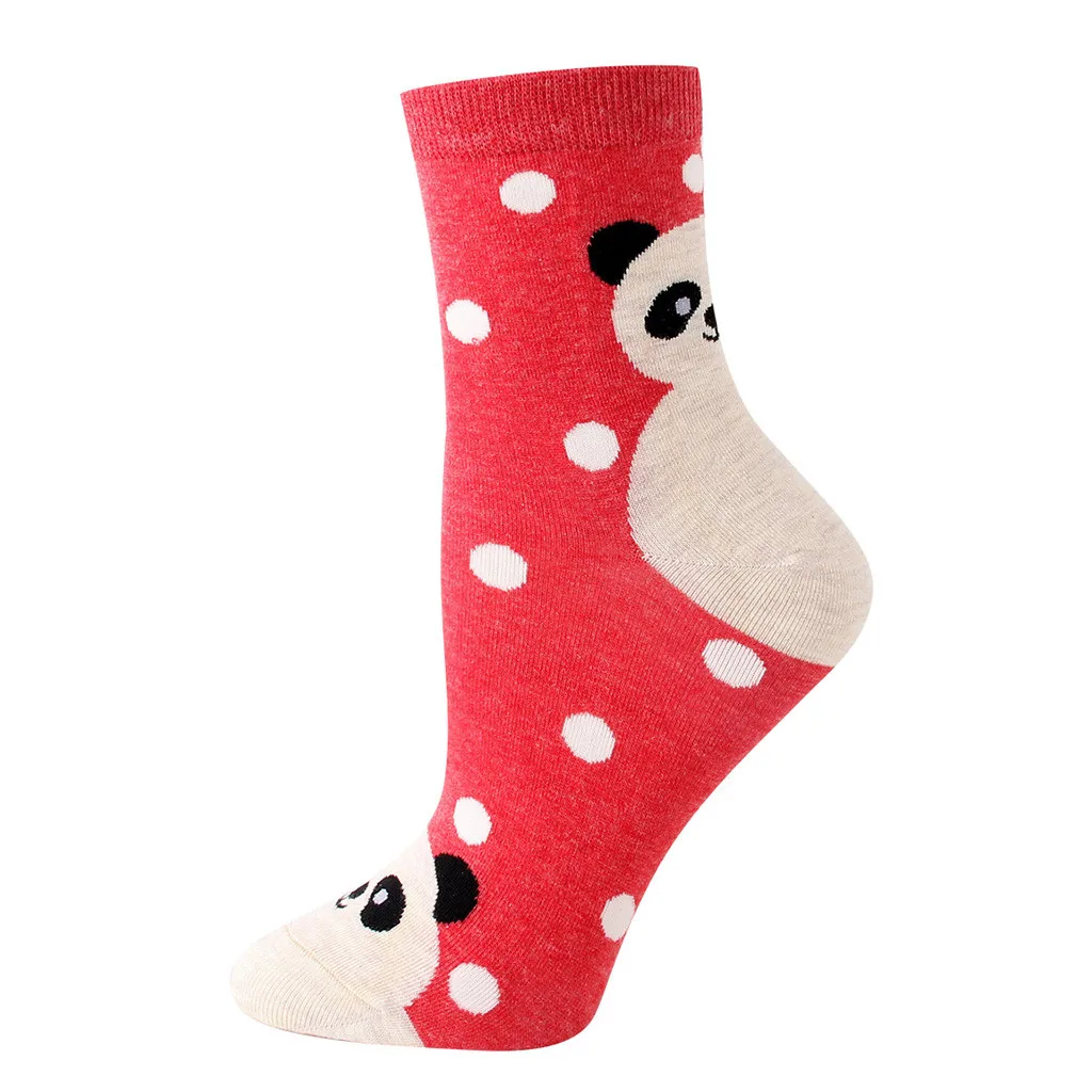 1 Pair Socks Women Warm Cotton Funny Cute Socks Animal Character Dot Print Women's Socks Calcetines Meias W2
