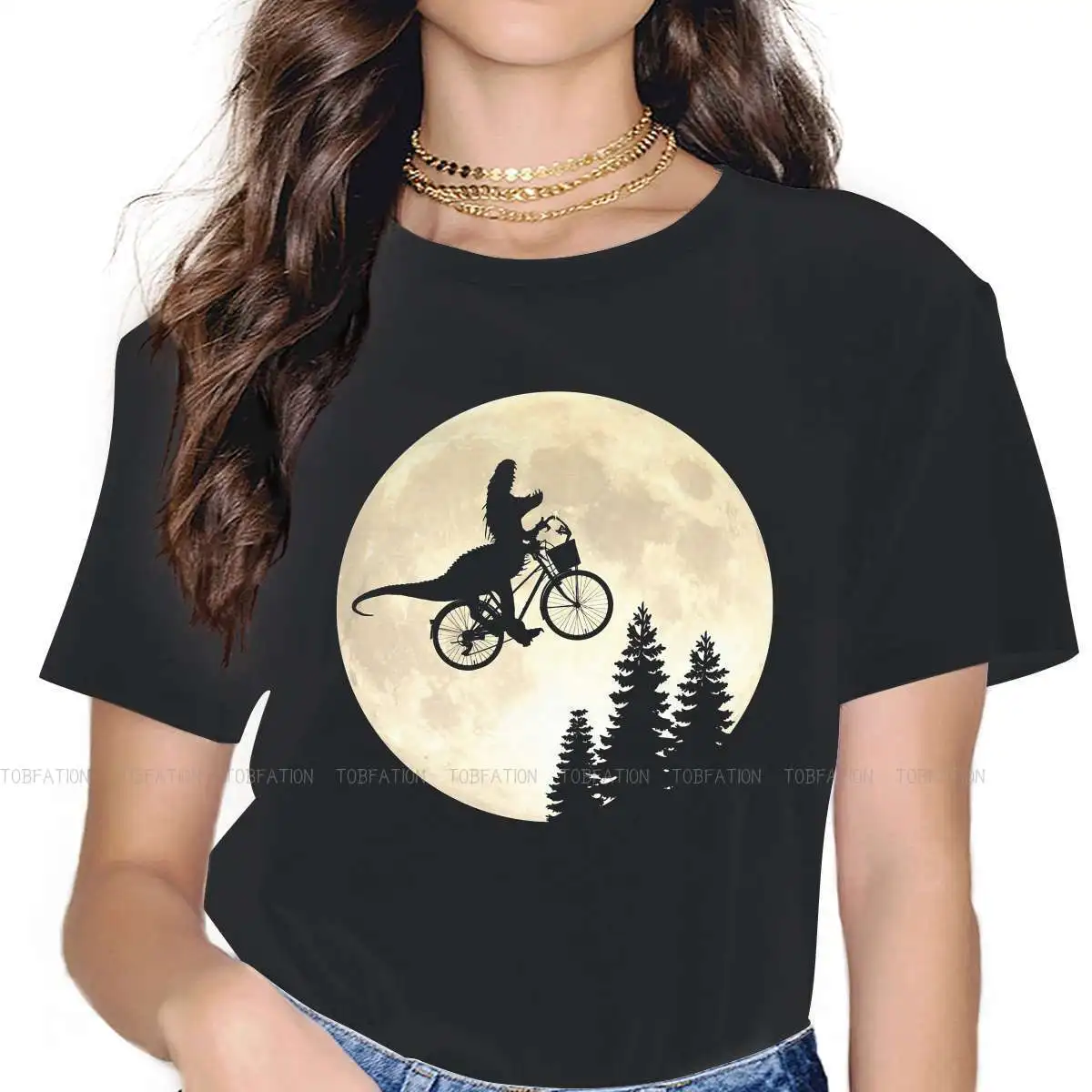 

Close Encounters 4XL TShirts Jurassic Park Dinosaur Science Fiction Film Female Harajuku Pure Cotton Tops T Shirt Round Neck