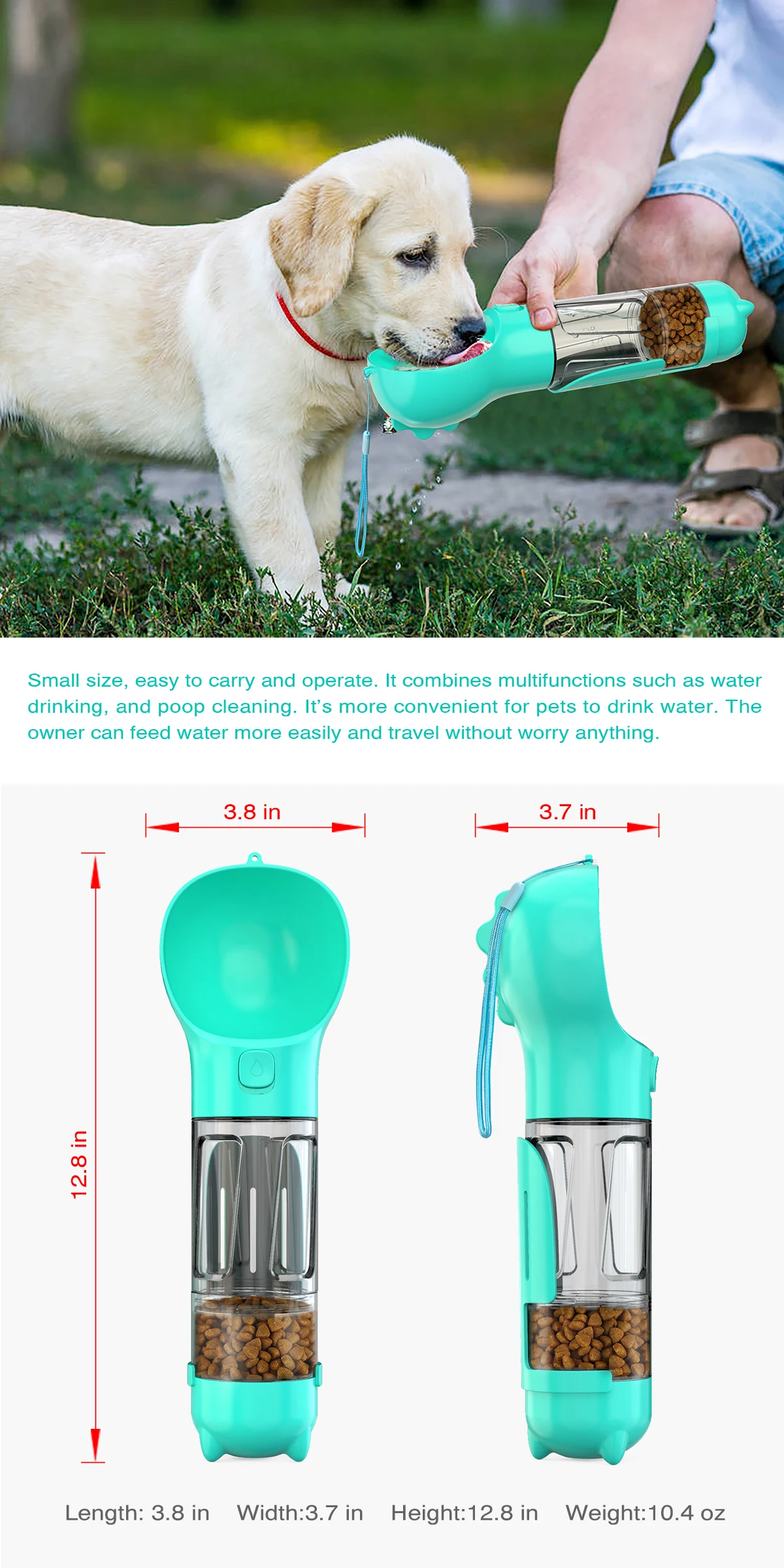 

Dog Water Bottle for Walking Portable Pet Travel Water Dispenser Multi-Functional Water Cup Food Box Pet Water Feeder