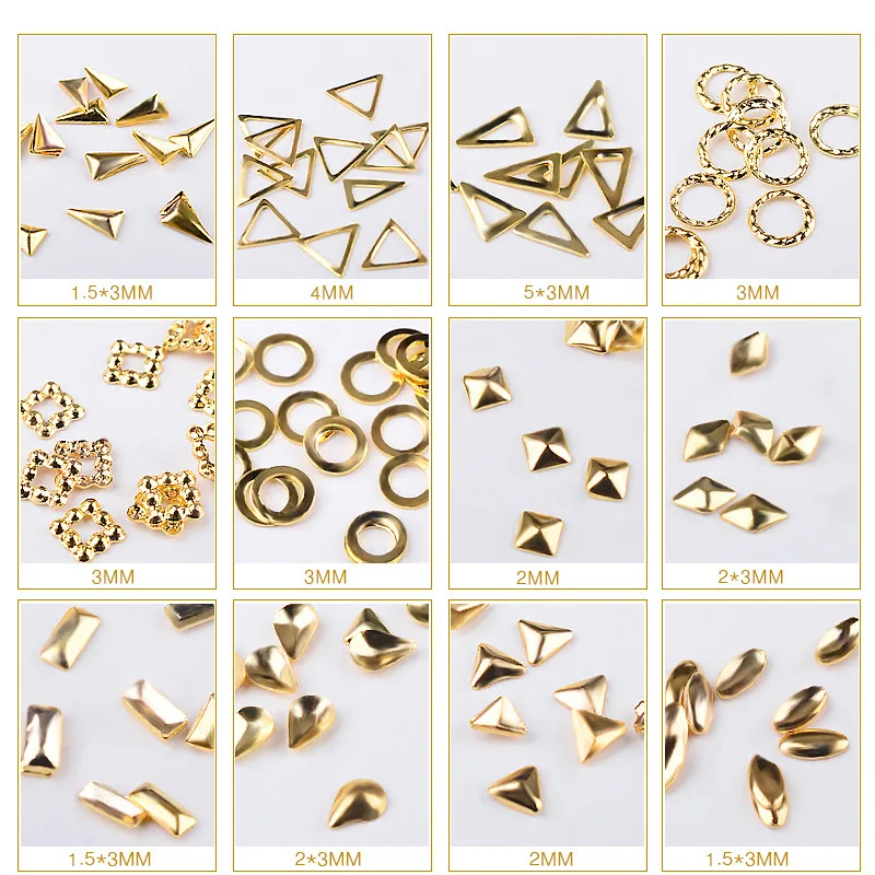 Mann pose Lynn Japanese nail accessories metal rivet disc box of mini rice triangle circular 84 | Красота и здоровье