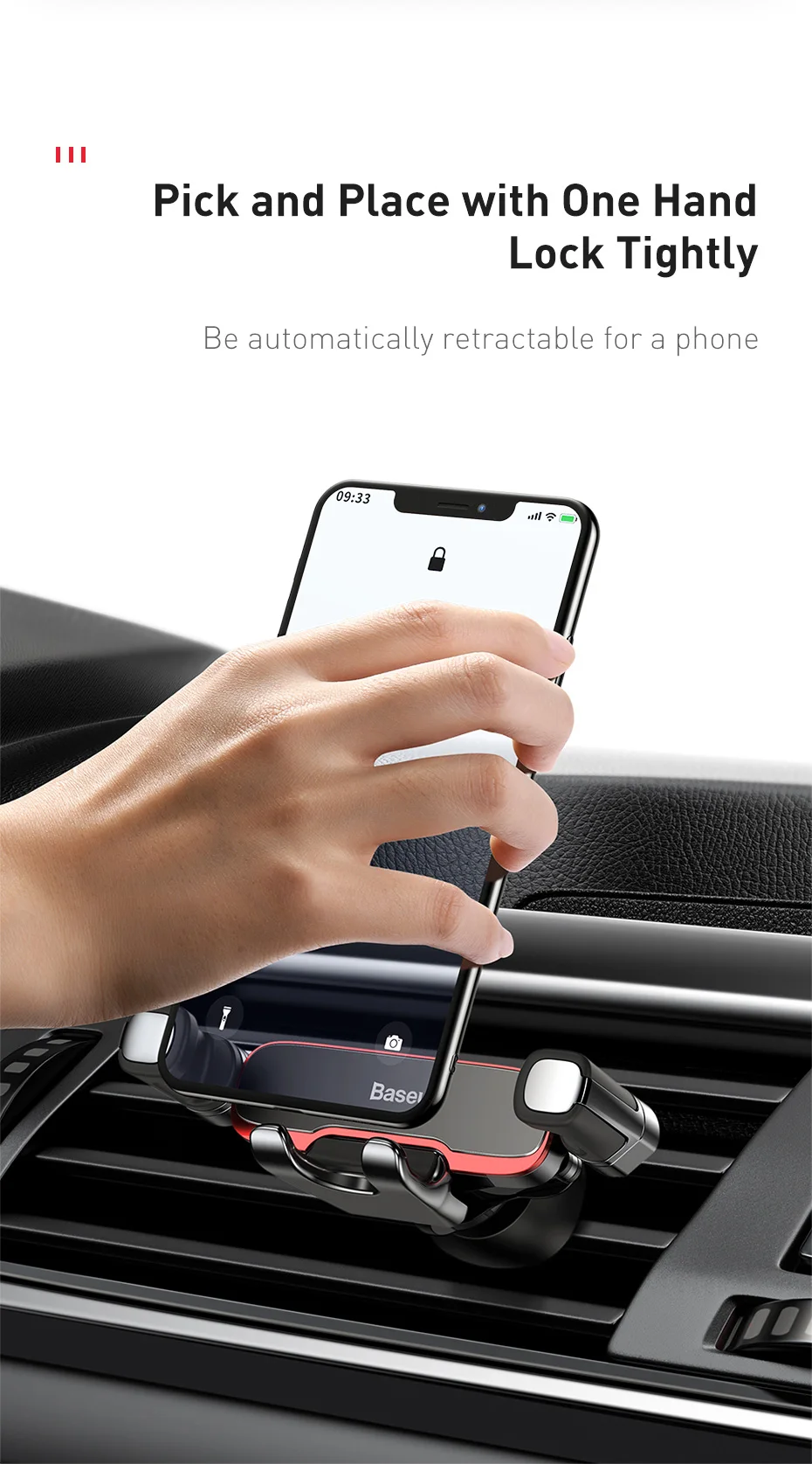 Baseus Gravity Car Holder For Phone in Car Air Vent Mount Holder Stand for iPhone 12 Air Vent Mount Cell Phone Support wooden mobile stand