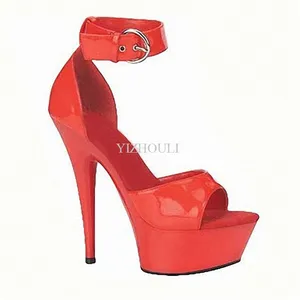 Туфли на высоком каблуке 15 см, окрашенные ножки с неизолированной пряжкой, толстые водонепроницаемые банкетные сандалии, танцевальная обувь