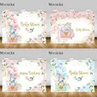 Фон Mocsicka с изображением слона для фотографирования новорожденных, розовый, голубой цветочный фон с воздушными шарами для фотостудии