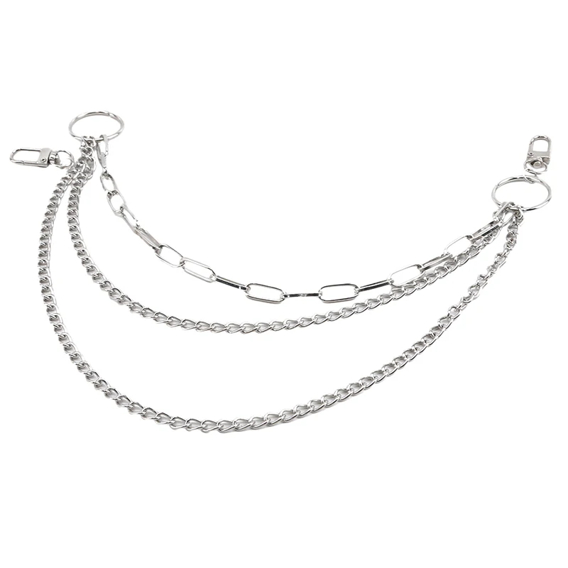 

Ladies Simple Multi-Layer Geometric Waist Chain Silver Nightclub Hip Hop Style Pants Chain Men'S Pant Keychain Ring Clip Jewelry