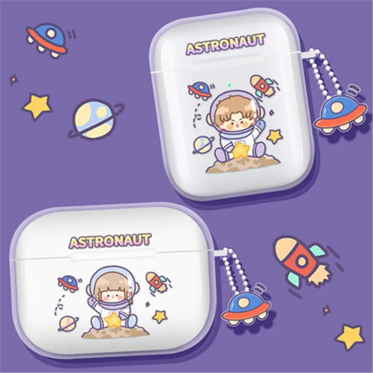 

Astronaut Girl Headphone Bag for Airpods Pro Case Soft TPU Earphone Accessorie Cover for Air Pods 1 2 Case with Pendant Chain