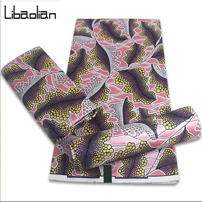 

2021 Newest Best Quality African Fashion Full wax bronzing Fabric Nigerian Golden Ankara Printed Wax Materials 6Yards F11-22