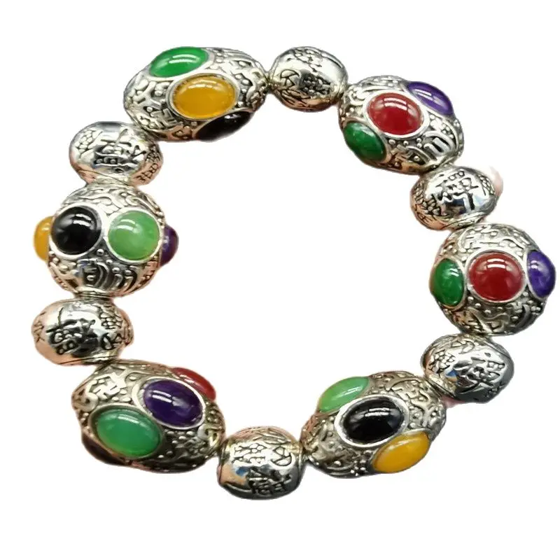 

Chinese Old Tibet Silver Carving Tibetan Silver Bracelet