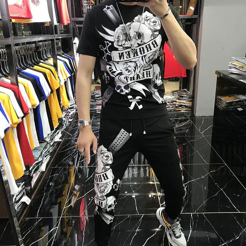 

Men 's Fashion Short Sleeve Trousers Suit Summer 2021 New