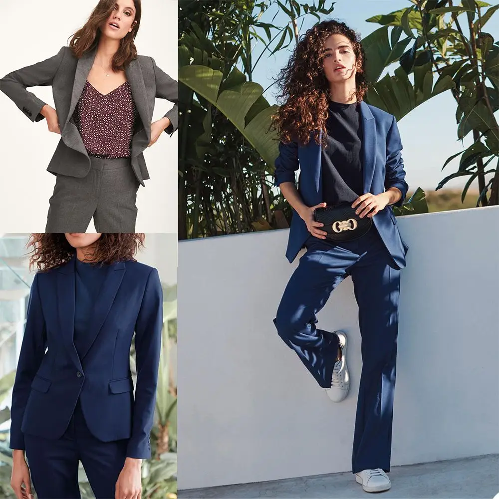 

Navy Blue Office Mother of the Bride Suits One Button Women Ladies Tuxedos Formal Work Party Wear For Wedding