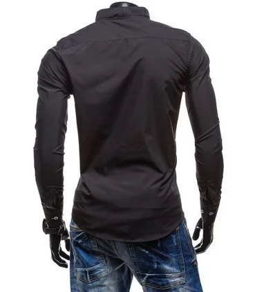 

Men's Long Sleeve Shirt Slim Fit European Size Solid Color Shirt