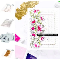 2021 charming floral border layering stencils metal die cuts hot foil clear stamps diy scrapbooking decoration embossing molds