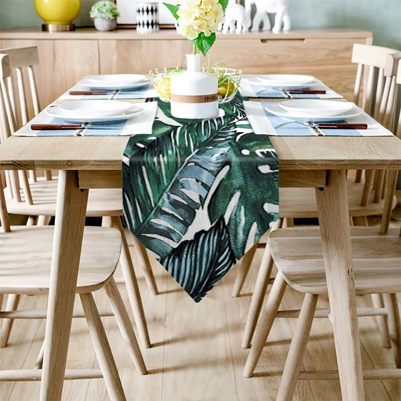 Tropical Plant Banana Leaf Green Modern Table Runners High Precision Runner for Home Art Decor Tablecloth Wedding Party | Дом и сад