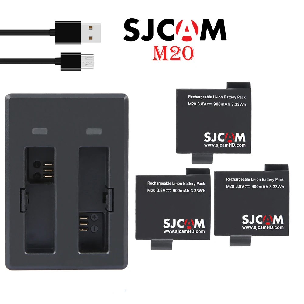 10 шт. SJCAM M20 аккумулятор камеры 900 мАч 3 8 в литий ионная аккумуляторная батарея для
