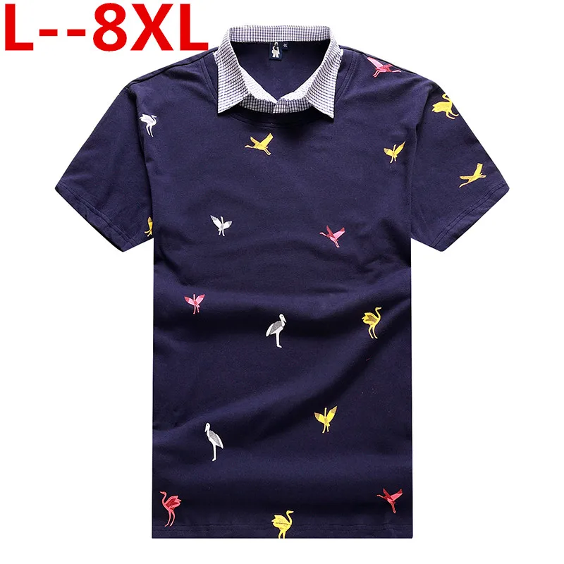 

8XL 9XL плюс 6XL 10XL 5X Однотонная футболка с вышивкой, мужская одежда в стиле акулы, летняя футболка с коротким рукавом 2020, деловая и повседневная