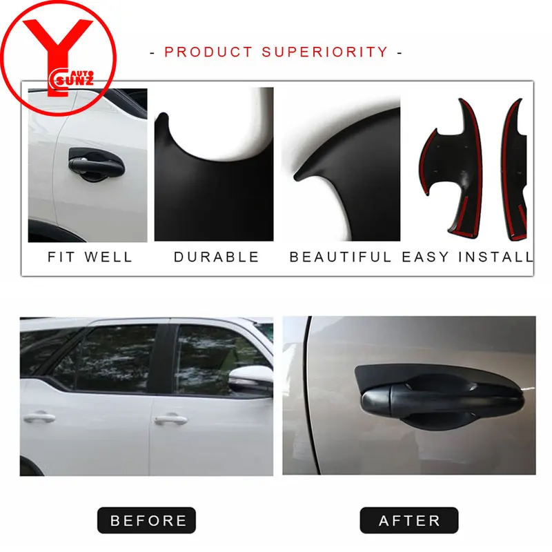 Черная крышка чаши дверной ручки для Toyota Hilux revo fortuner innova 2016 2017 2018 ABS автостайлинг