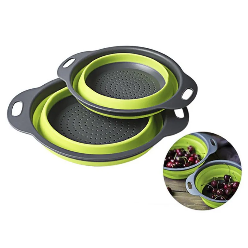 

Basket Colander Fruit Vegetable Washing Basket Strainer Foldable Drain Collapsible Drainer With Handle Kitchenware Storage Tools