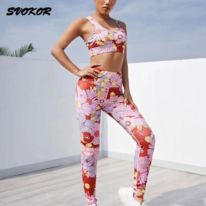 

Спортивный комплект из 2 предметов с принтом SVOKOR, тренировочная дышащая спортивная одежда, костюм для фитнеса и йоги, ударопрочный спортивн...